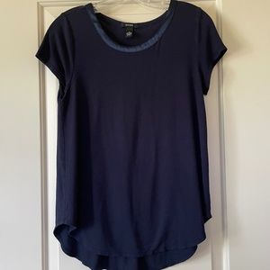 Alfani Navy Stretchy Scoop Neck Short-Sleeved Blouse – Size Medium